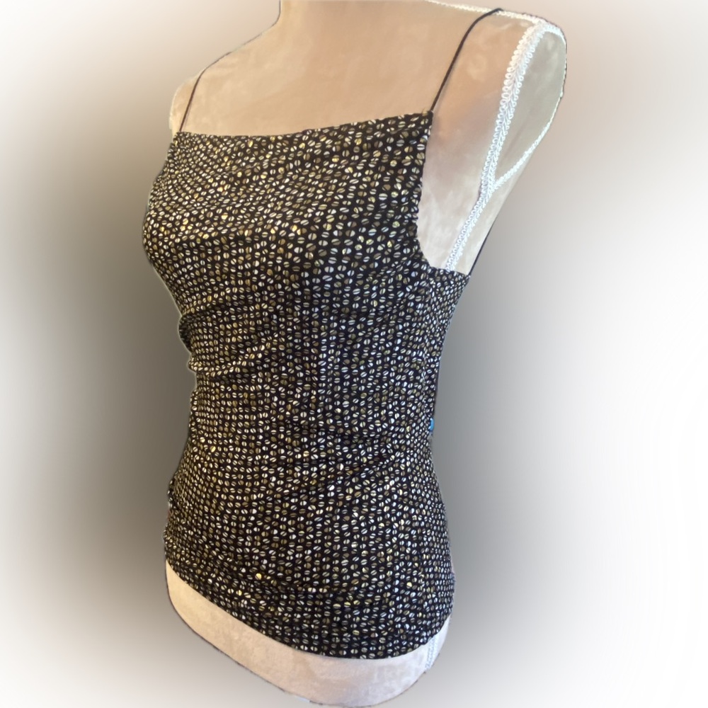 Women's Black Spotted Spaghetti Strap Tank Top Vintage 90’s